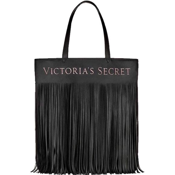 NEW Victoria’s Secret black fringe tote bag - Picture 1 of 8